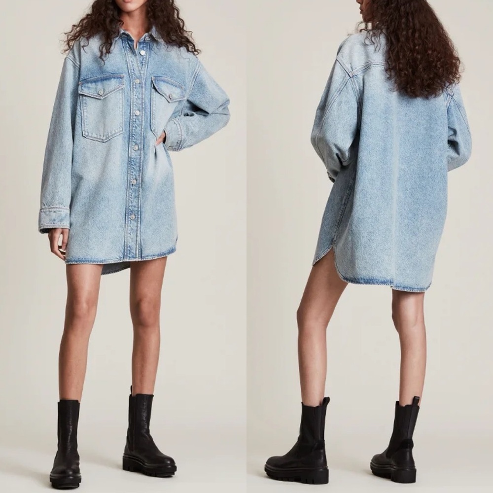 All Saints Light Blue Denim Mini Dress